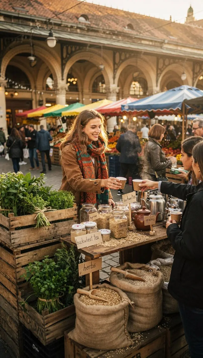 Természetes környezetben, hajdina mezők és napfényben fürdő táj.